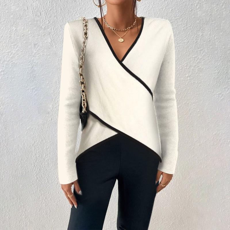 Xandira – Wrap Contrast Trim Jumper