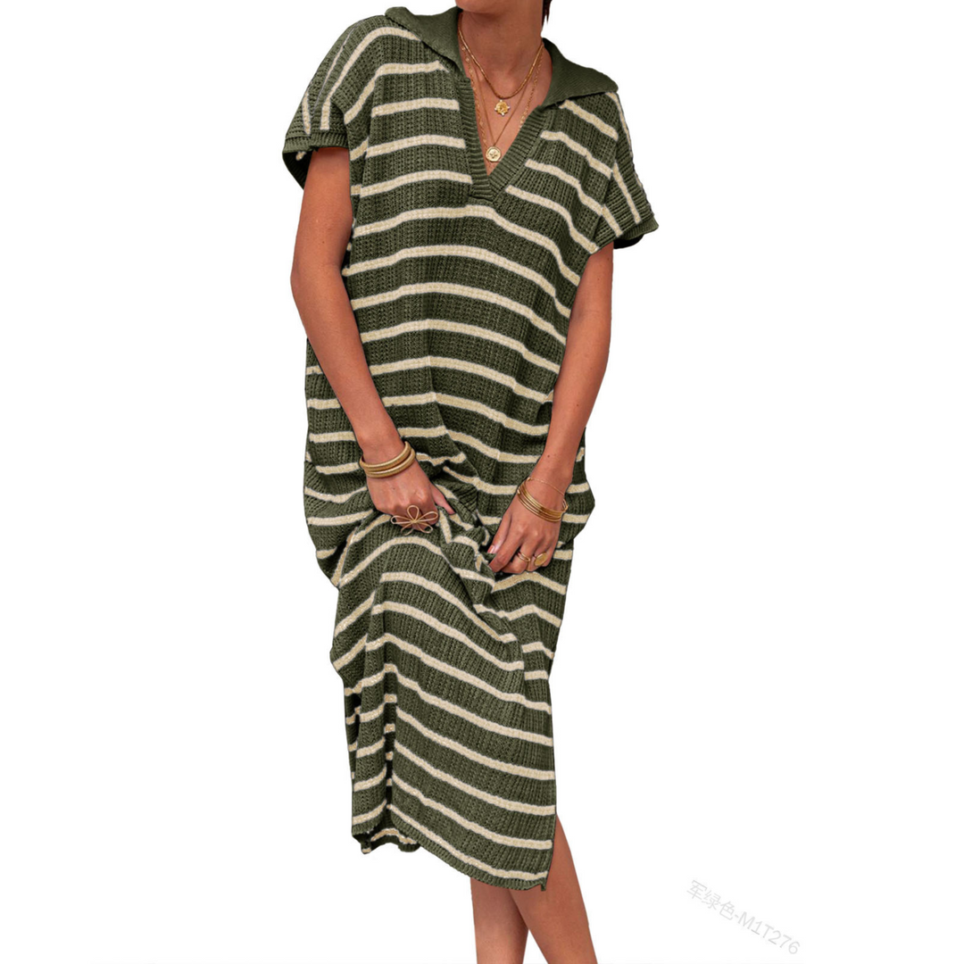 Uzella – Striped Knit Midi Dress