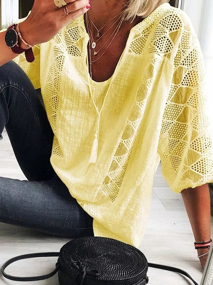 Averie – Embroidered Tassel Blouse