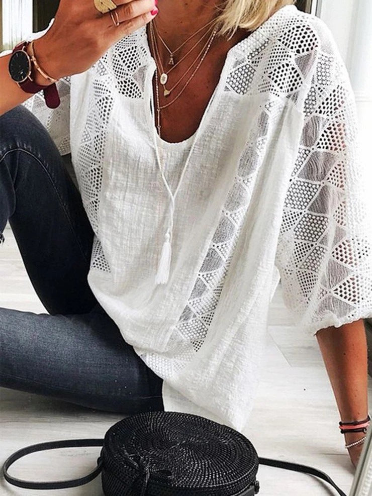 Averie – Embroidered Tassel Blouse