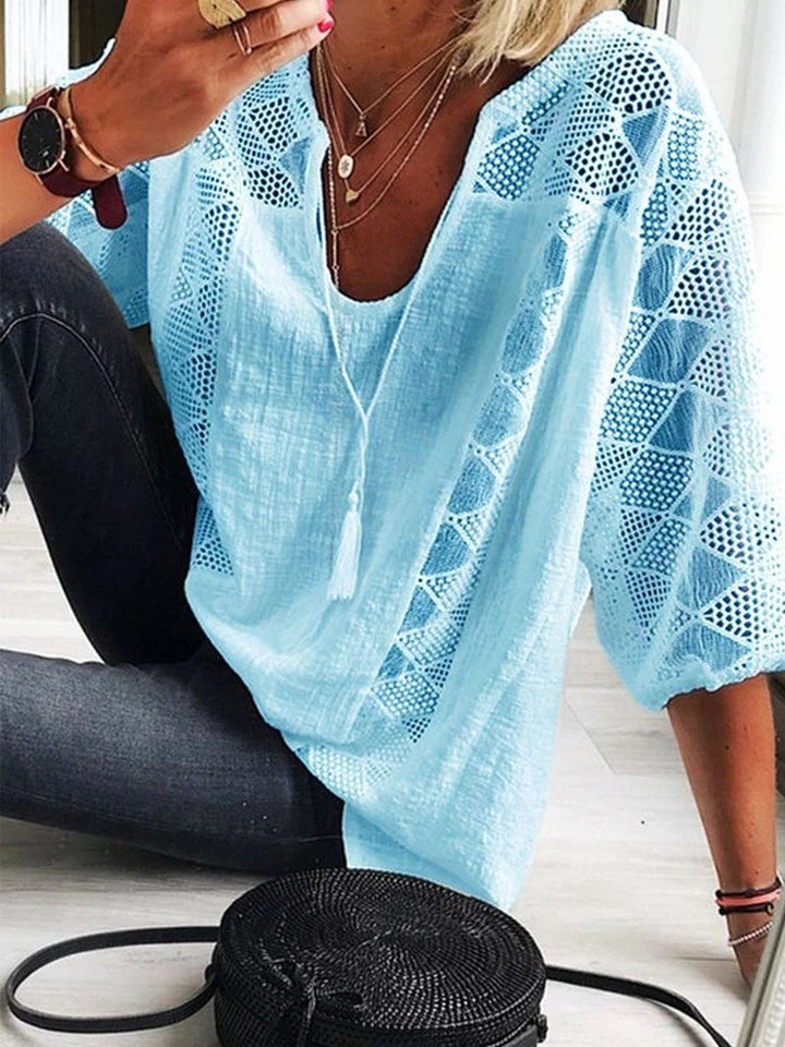 Averie – Embroidered Tassel Blouse