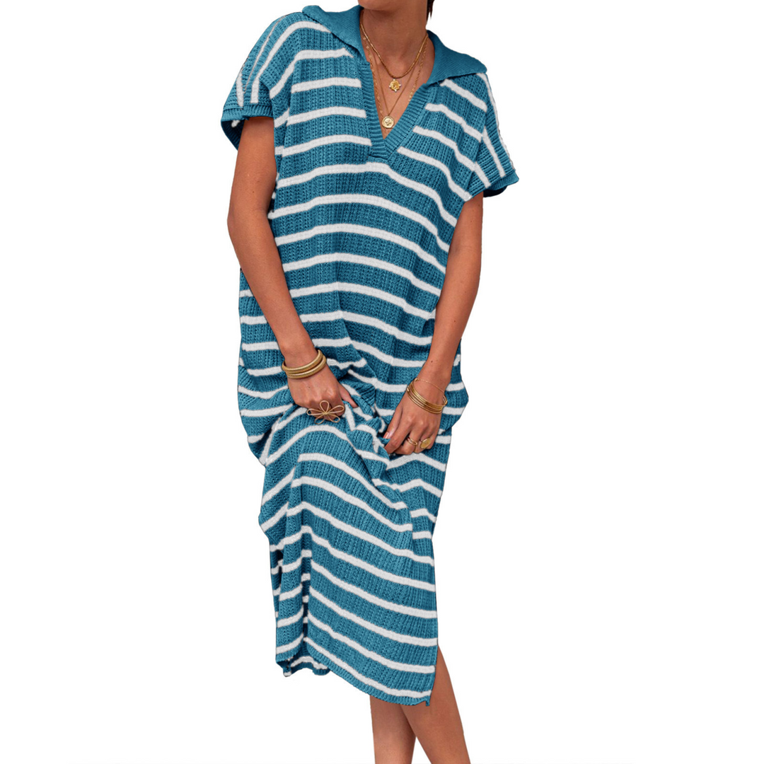 Uzella – Striped Knit Midi Dress