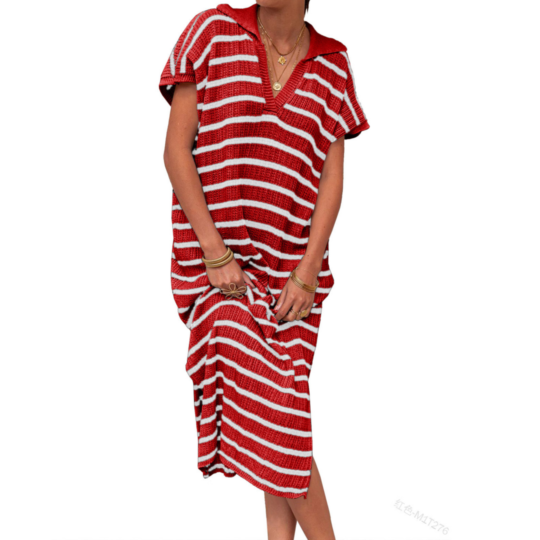 Uzella – Striped Knit Midi Dress