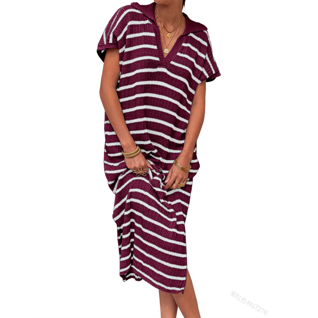 Uzella – Striped Knit Midi Dress