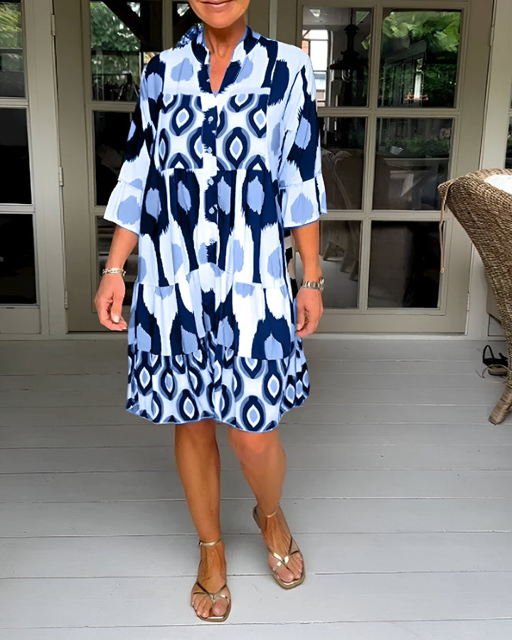 Zelina – Patterned Button-Front Dress