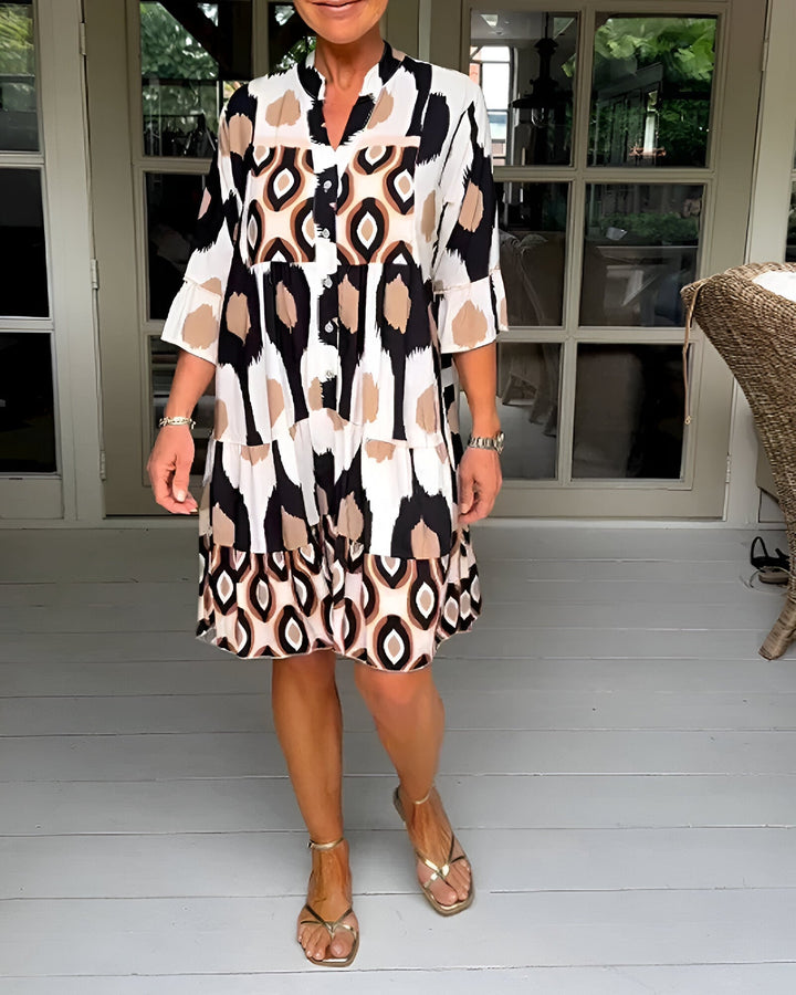 Zelina – Patterned Button-Front Dress