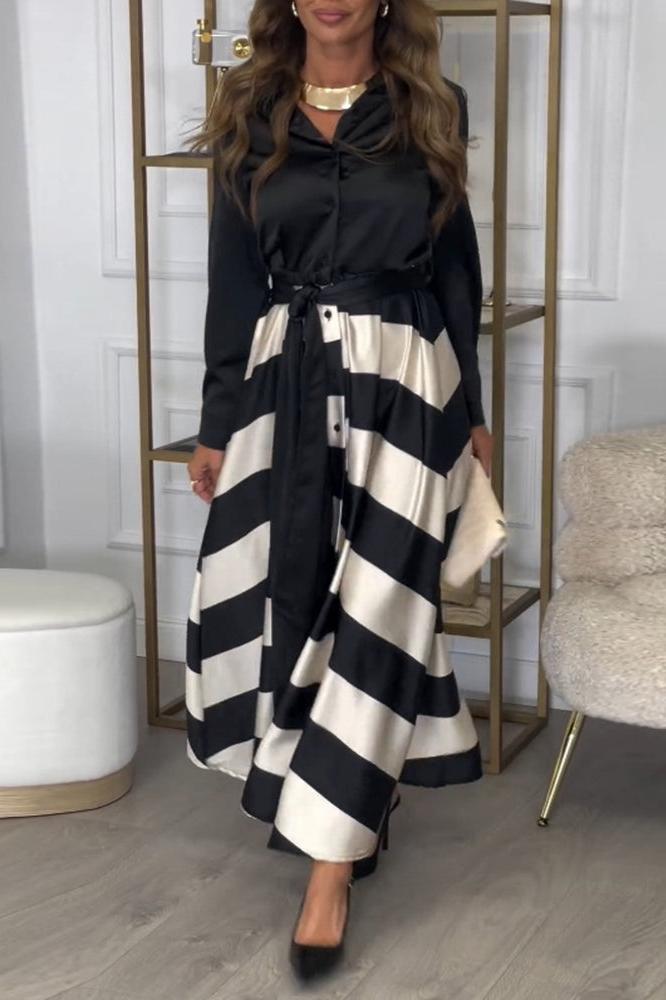 Isobelle – Striped Belted Shirt Dress