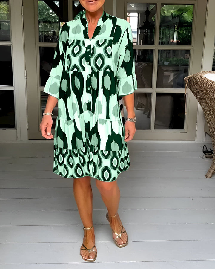 Zelina – Patterned Button-Front Dress