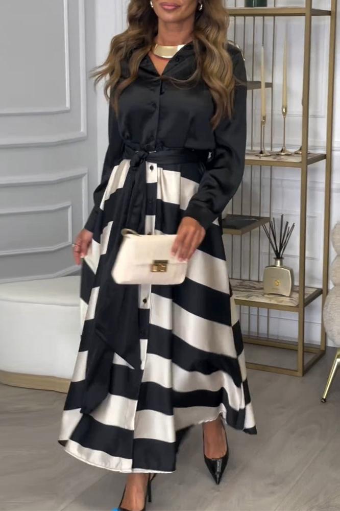 Isobelle – Striped Belted Shirt Dress