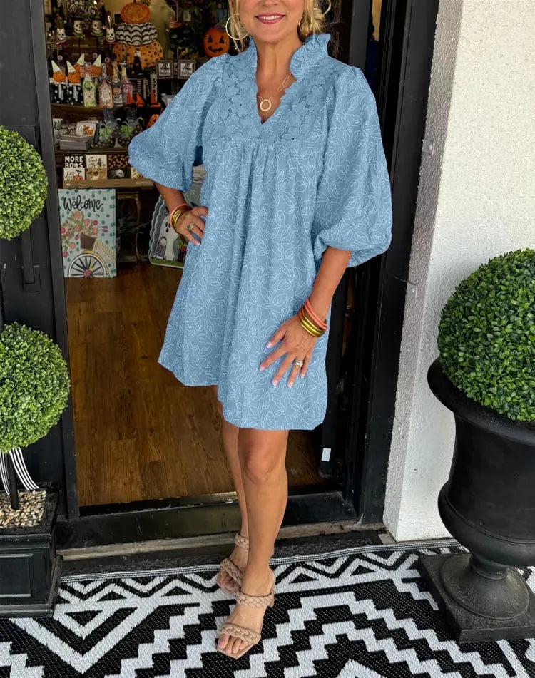 Georgina – Textured Puff Sleeve Mini Dress