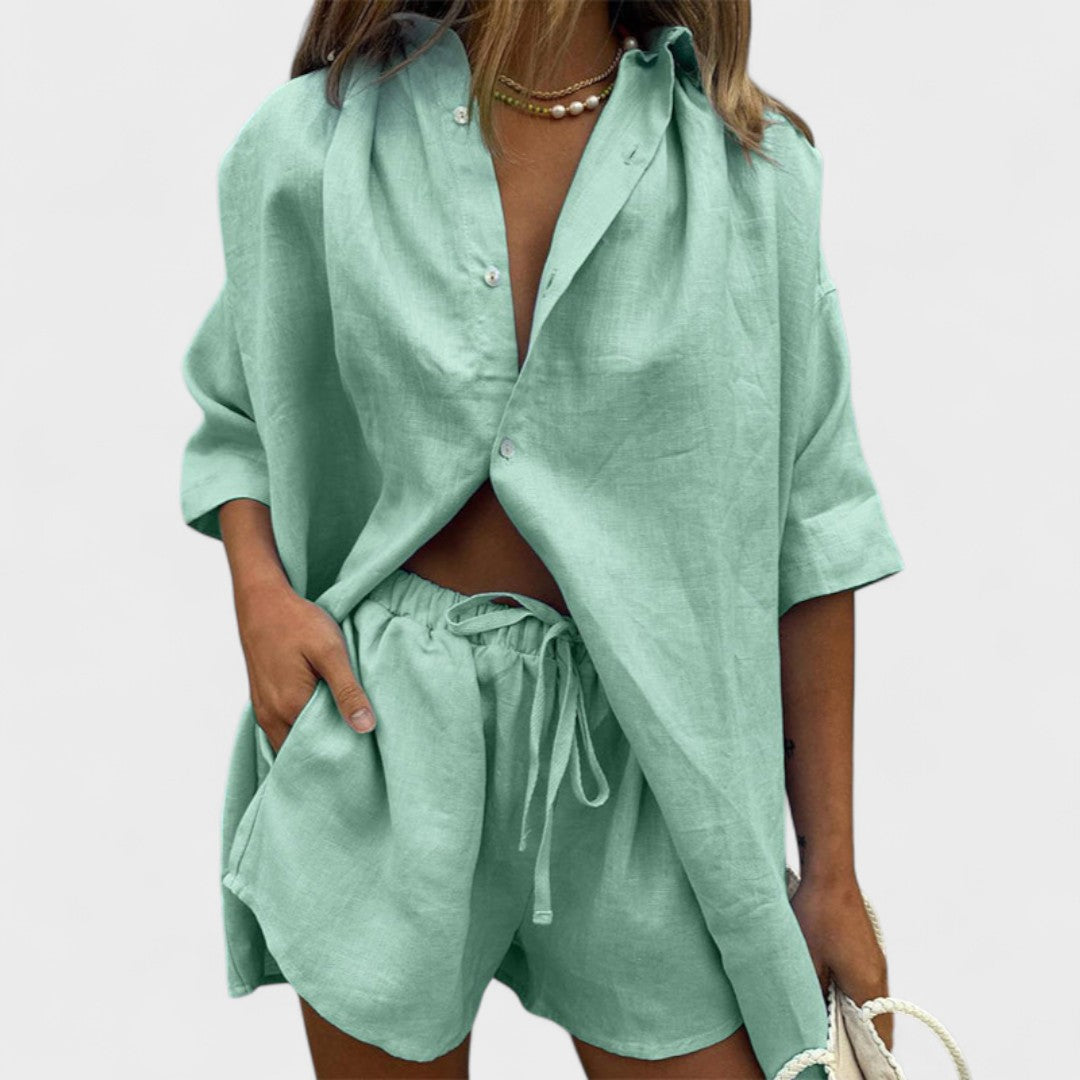 Rowena – Relaxed Shirt and Shorts Co-ord Set