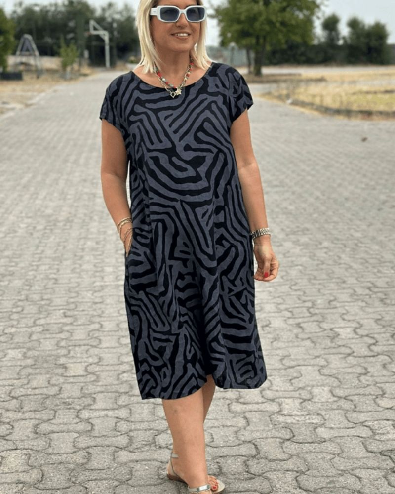 Xanthe – Relaxed Zebra Print Swing Dress
