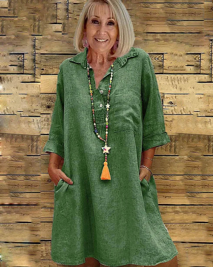 Diorabel – Casual Shirt Collar Tunic Dress
