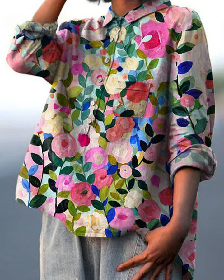 Andria – Floral Print Button-Up Shirt