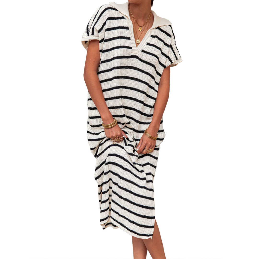 Uzella – Striped Knit Midi Dress