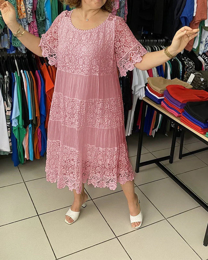Zelvina – Lace Tiered Midi Dress