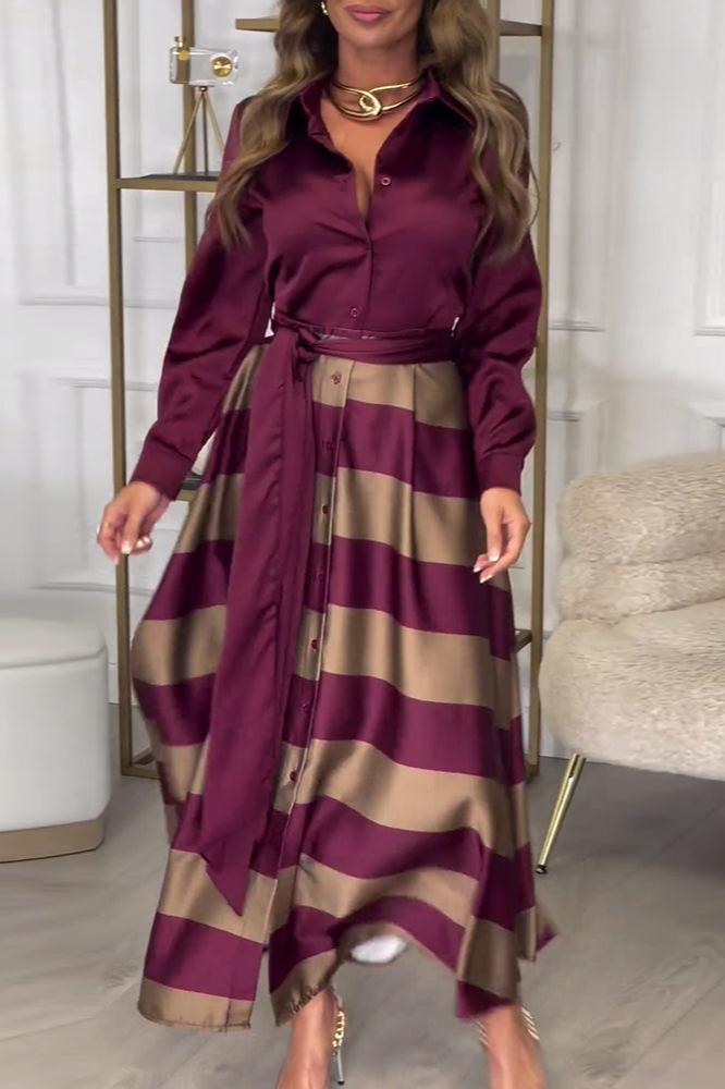 Isobelle – Striped Belted Shirt Dress