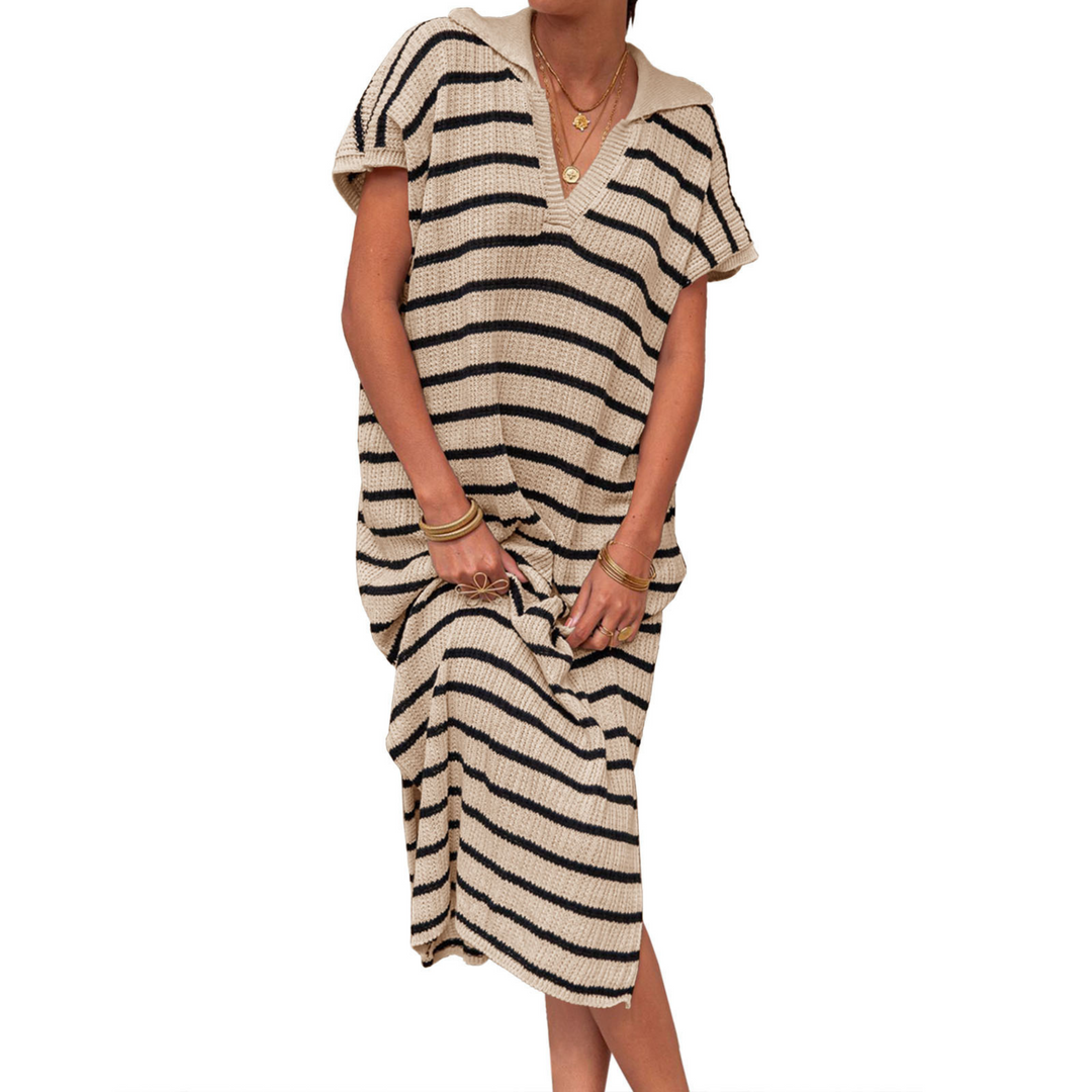 Uzella – Striped Knit Midi Dress