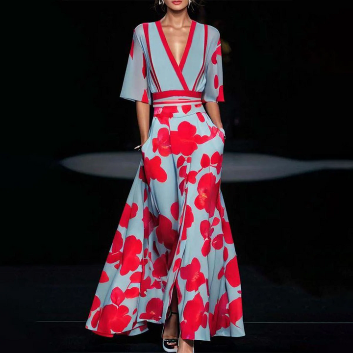 Xenovia – V-Neck Floral Maxi Dress