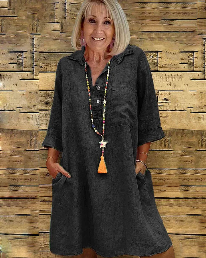 Diorabel – Casual Shirt Collar Tunic Dress