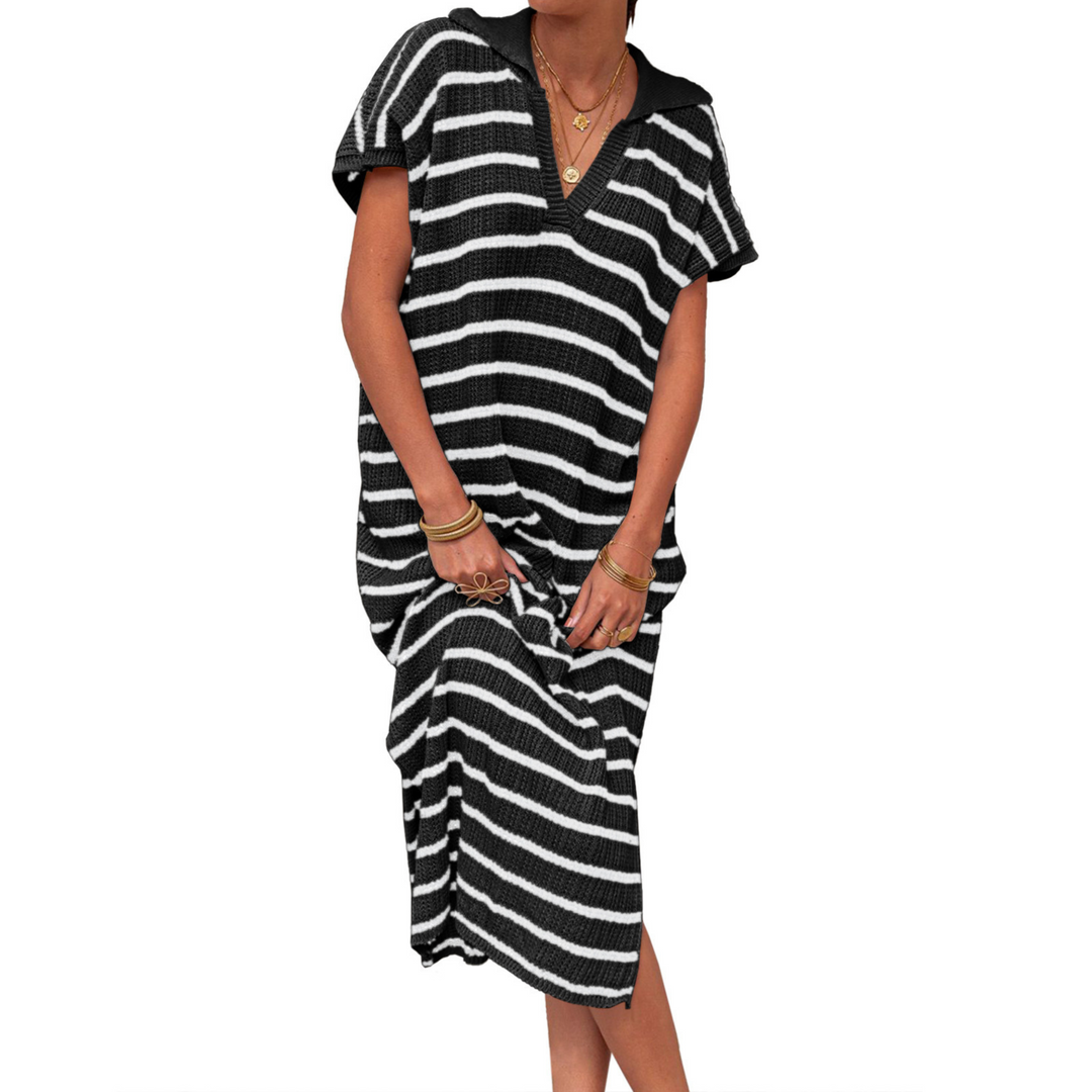 Uzella – Striped Knit Midi Dress