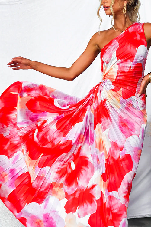 Jennivi – Ruched Abstract Print Maxi Dress