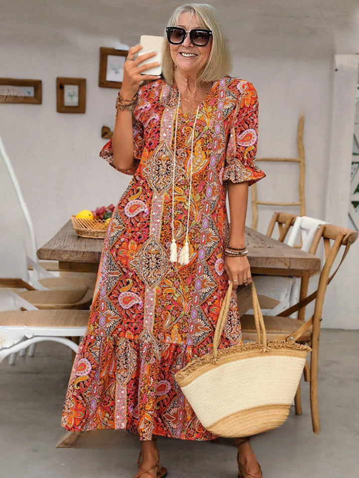 Ailsa – Printed Boho Midi Dress