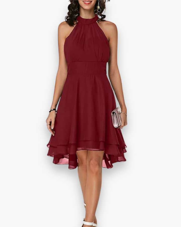 Xantara – High Neck Layered Hem Dress