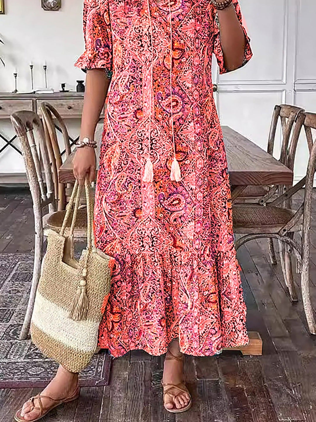 Ailsa – Printed Boho Midi Dress