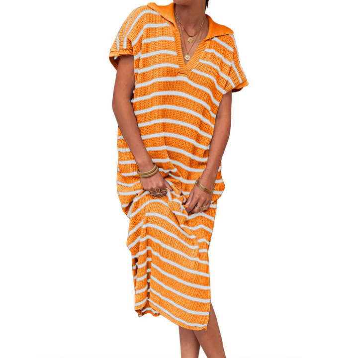 Uzella – Striped Knit Midi Dress