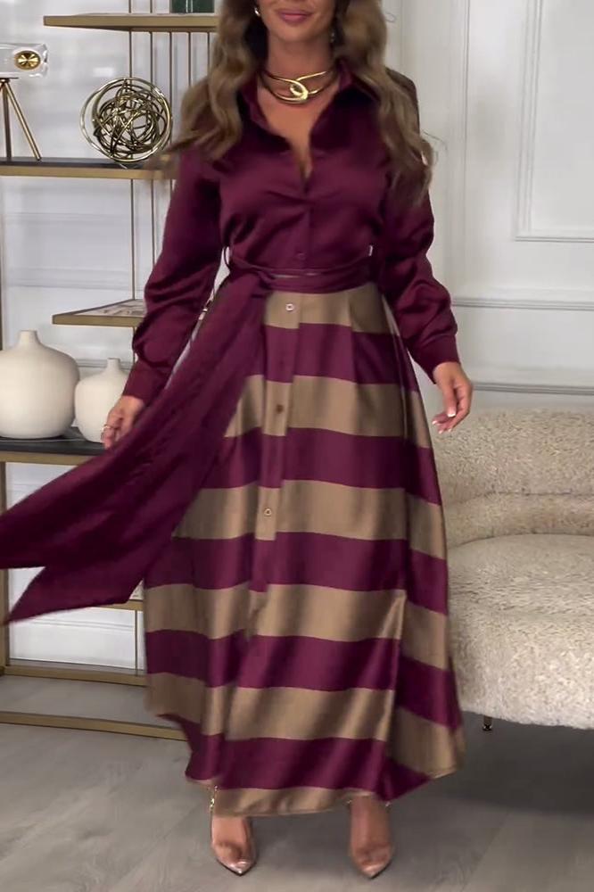 Isobelle – Striped Belted Shirt Dress