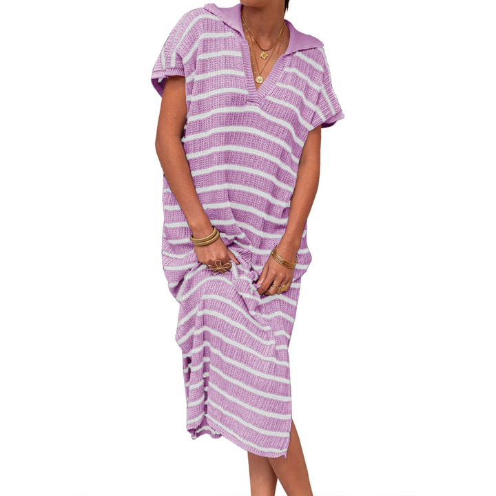 Uzella – Striped Knit Midi Dress