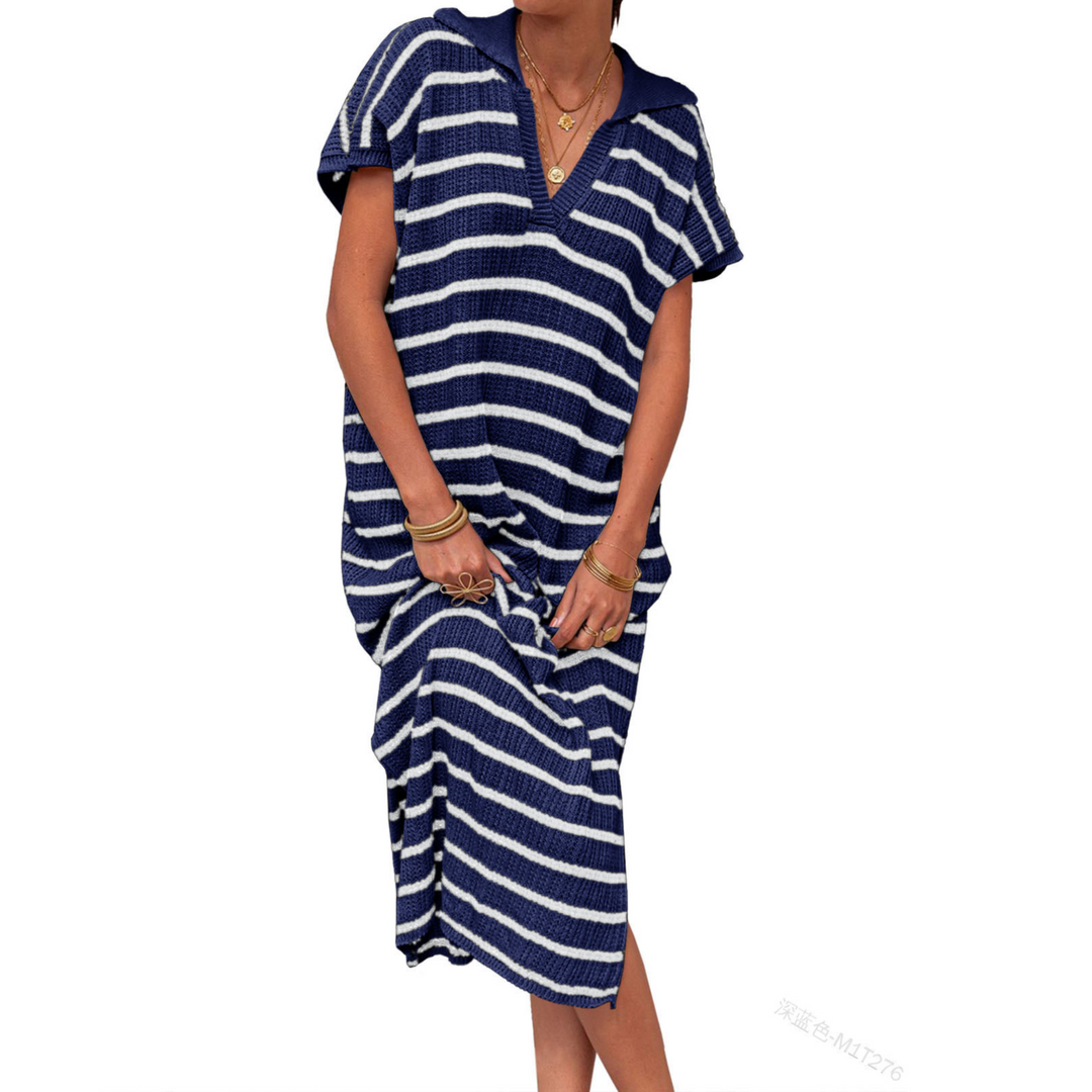 Uzella – Striped Knit Midi Dress