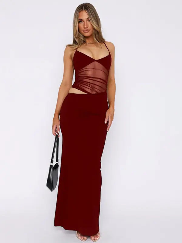 Nerina – Sheer Panel Maxi Dress