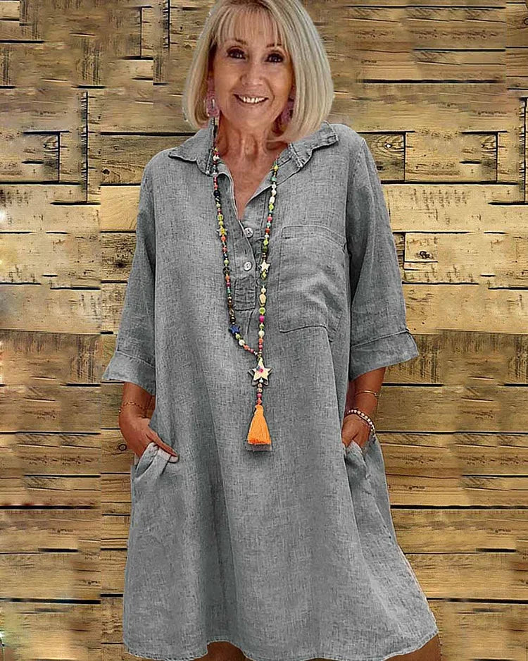Diorabel – Casual Shirt Collar Tunic Dress