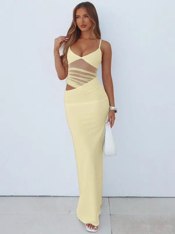 Nerina – Sheer Panel Maxi Dress