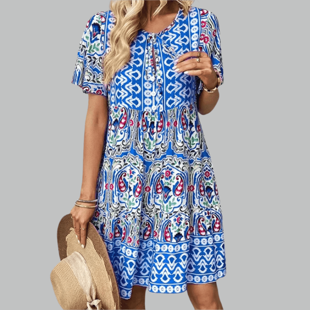 Aeliana – Boho Printed Day Dress