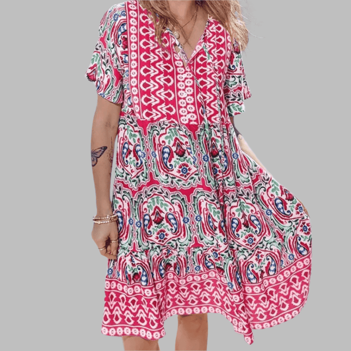 Aeliana – Boho Printed Day Dress