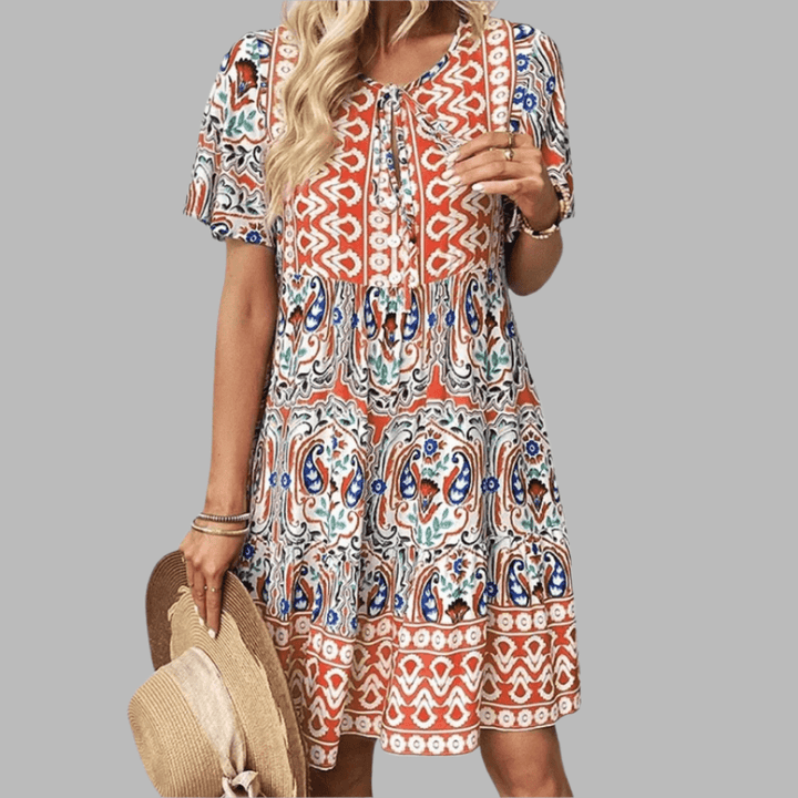 Aeliana – Boho Printed Day Dress