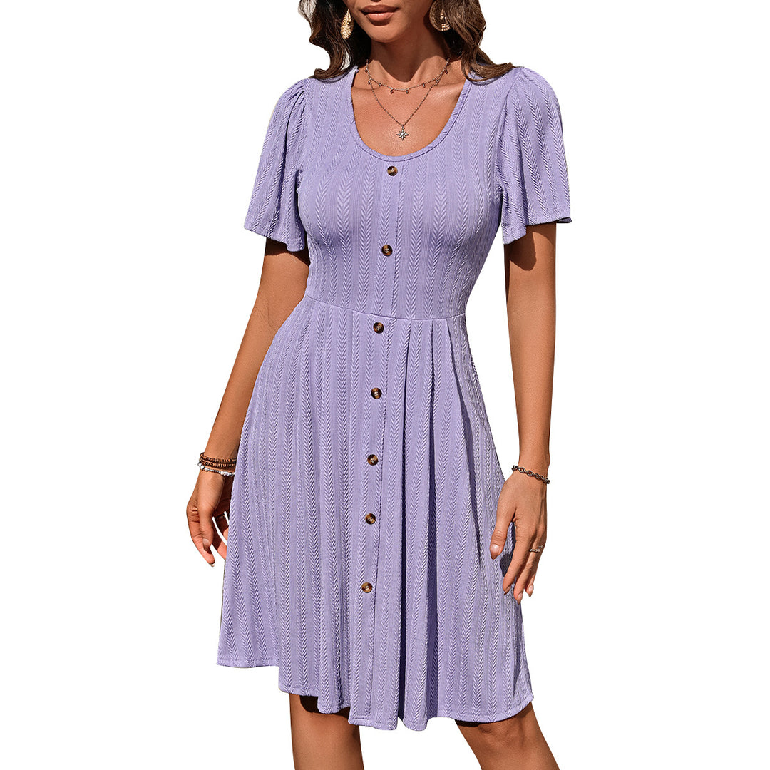 Avice – Textured Button-Front Day Dress
