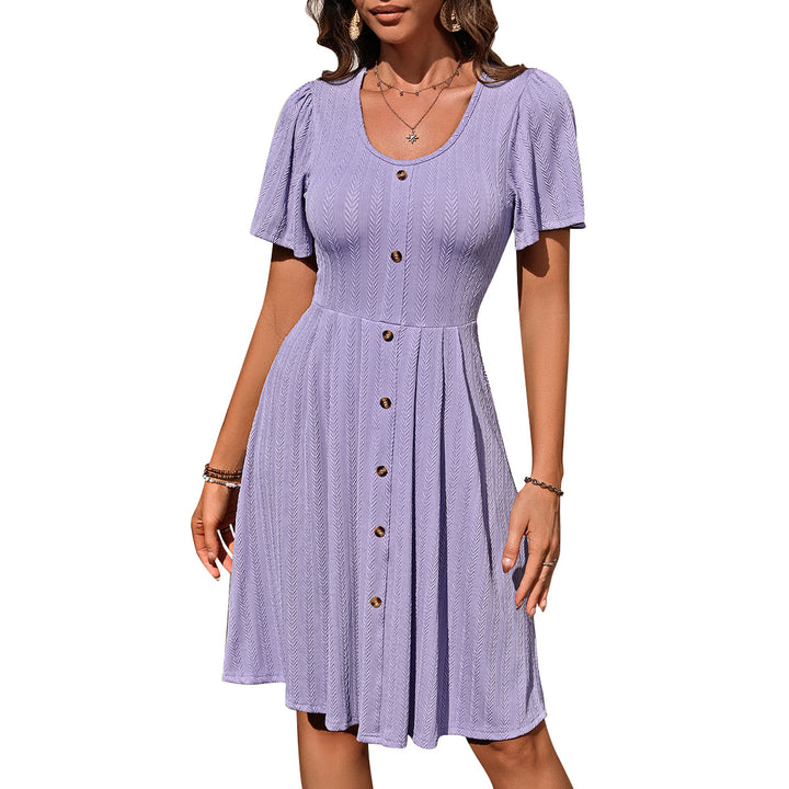 Avice – Textured Button-Front Day Dress
