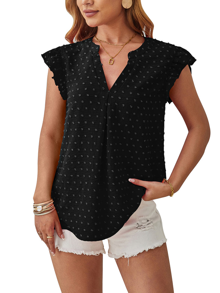 Vera – Textured Flutter Sleeve Blouse