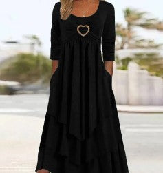 Rowena – Layered Heart Detail Midi Dress