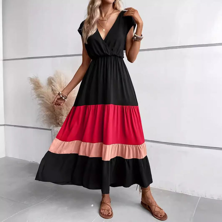 Adelynn – Colour Block Tiered Maxi Dress