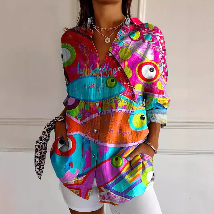 Zadie – Abstract Print Button-Up Shirt