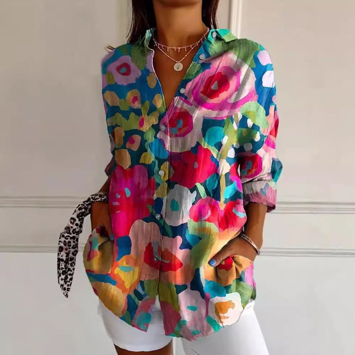 Zadie – Abstract Print Button-Up Shirt