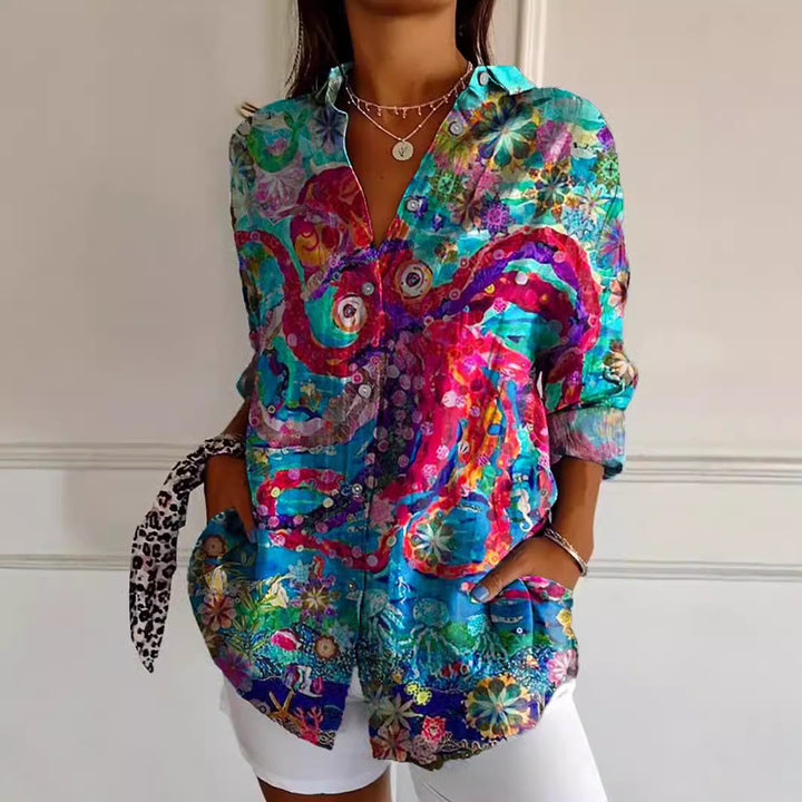 Zadie – Abstract Print Button-Up Shirt