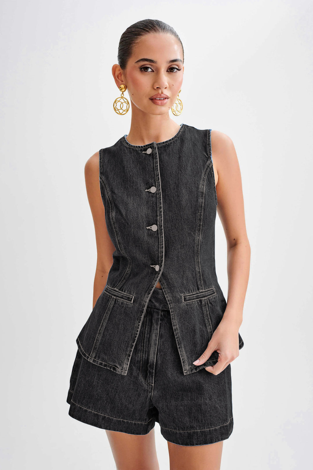 Nolene – Sleeveless Denim Co-ord Set