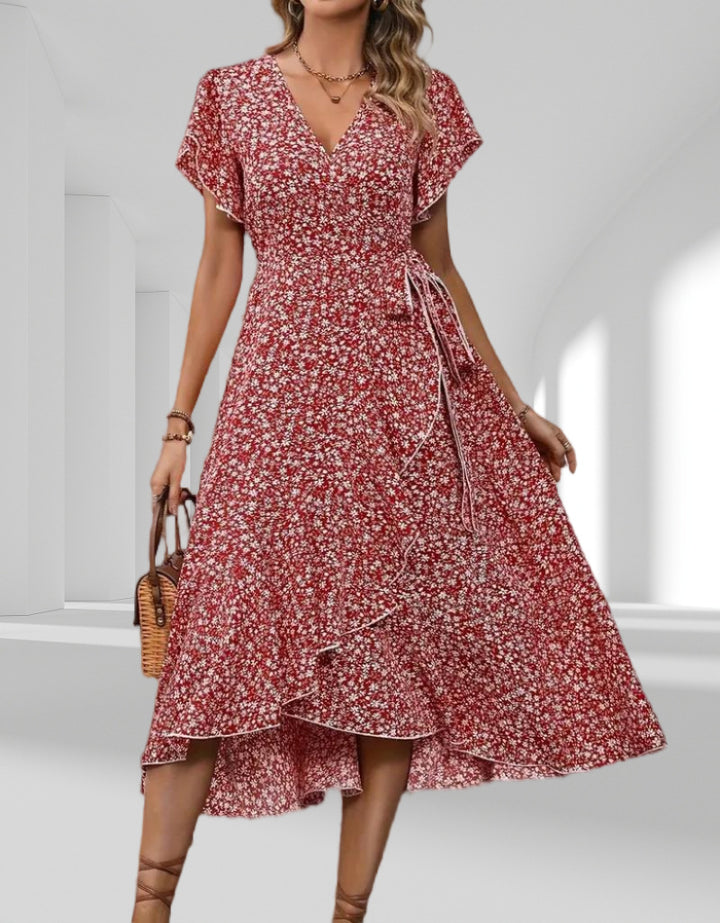 Lissa – Ruffled Wrap Midi Dress