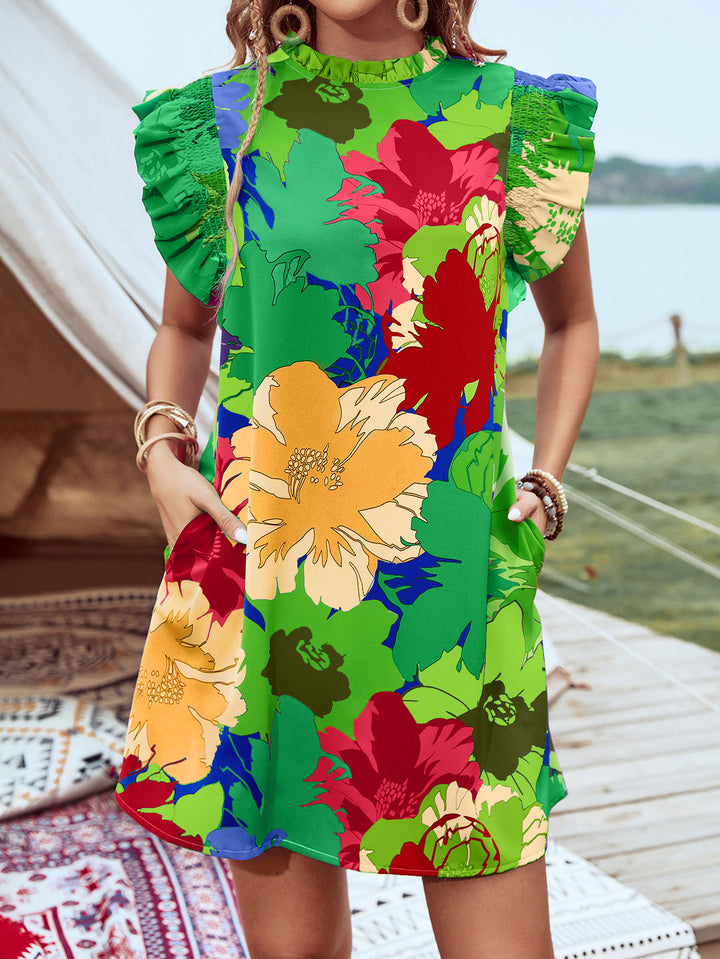 Aeronwen – Ruffle Shoulder Shift Dress